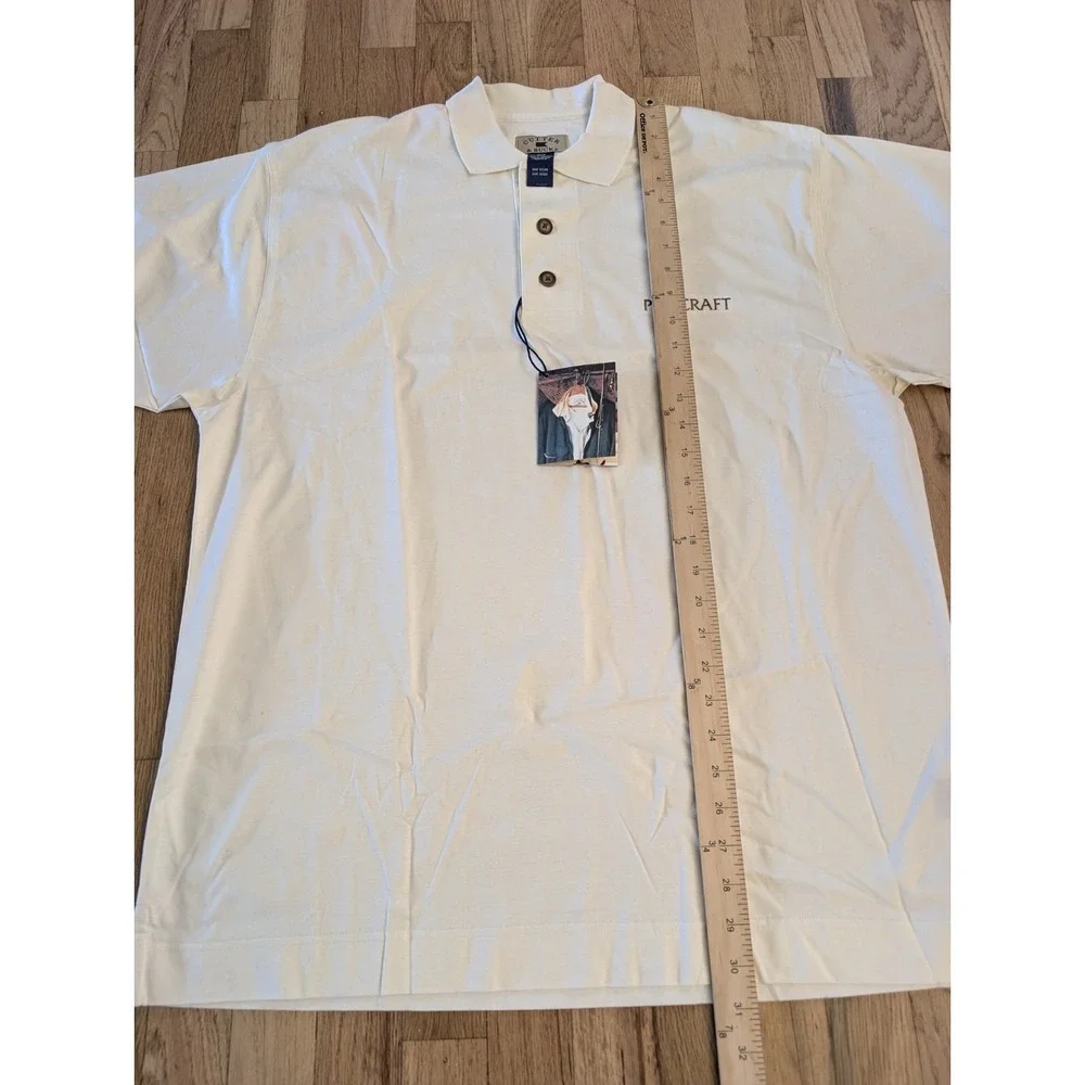 Cutter & Buck Polo Embroidered Logo Golf Polo Shirt Men's M Cream 100% Cotton